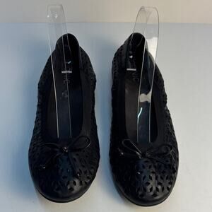 Vionic Whisper Flats Womens Size 9.5 Black Laser Cut Perforated Comfort Slip On